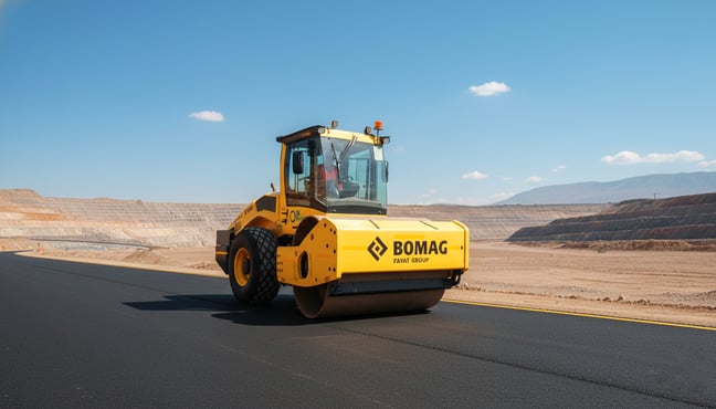Rodillo Bomag en pista